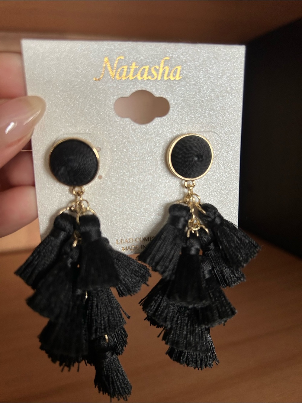 Black Tiered Tassel Drop Earrings